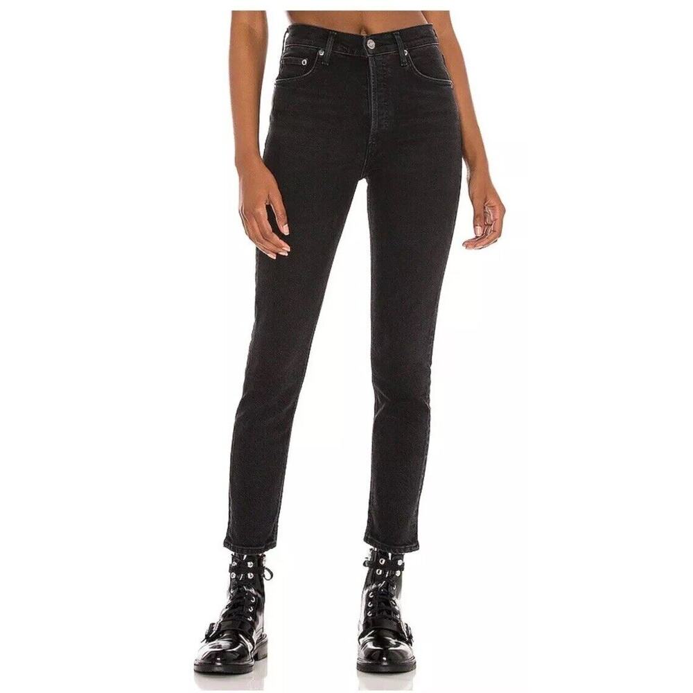 Agolde Nico Jean black size 26 Compilation Wash Stretch High Rise Straight Leg